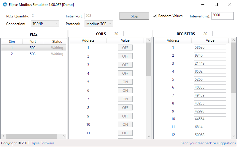 Elipse Modbus Simulator