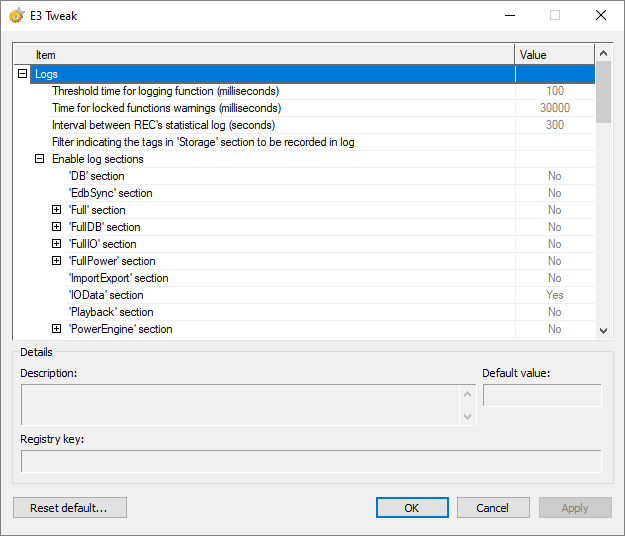 Log configuration