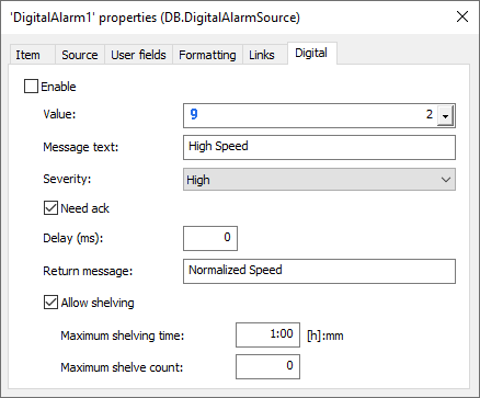 Configuration of the Digital Alarm