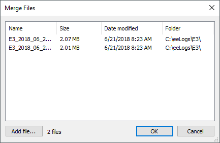 Merge Files window