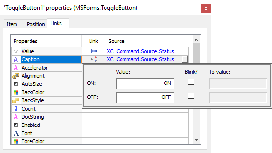 Links between Value and Caption properties