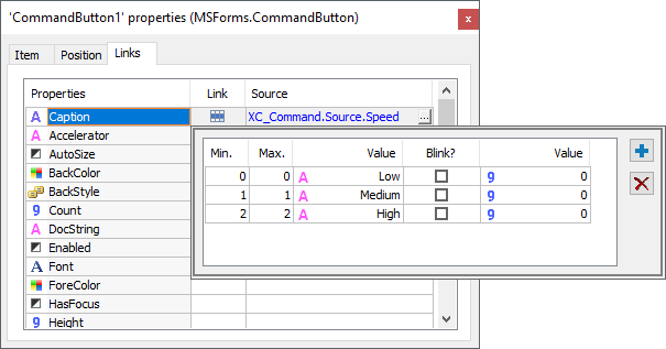 Link between Caption and Speed properties