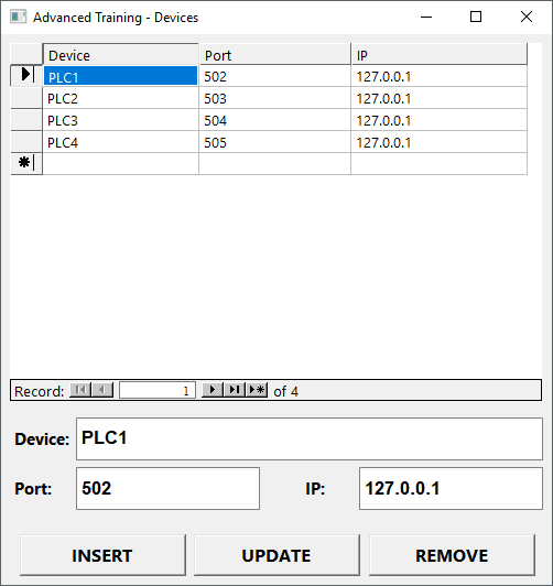 Screen to configure devices