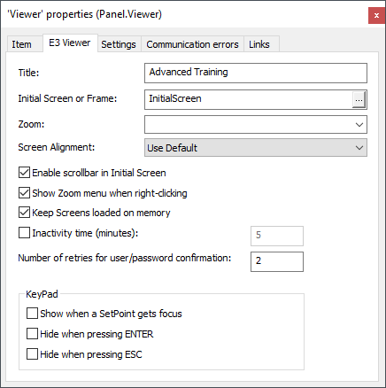 Viewer's Properties Window