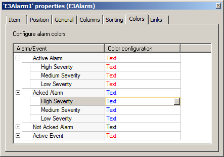 E3Alarm's Colors tab