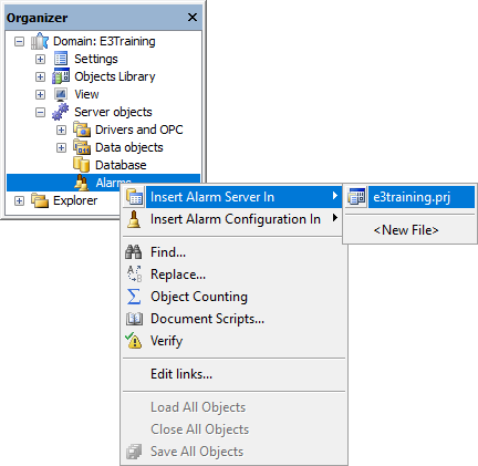 Inserting an Alarm Server