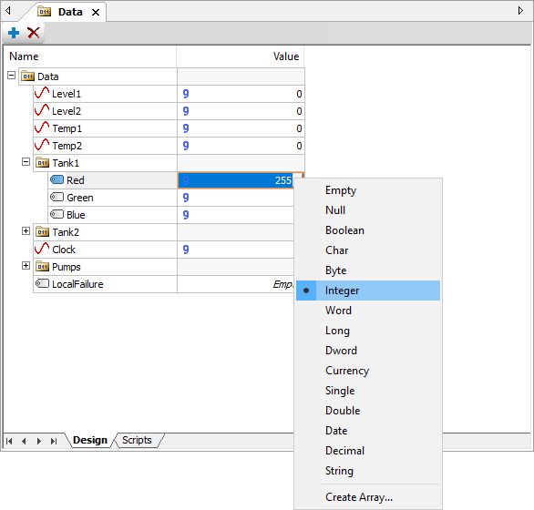 Selecting a data type