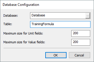 Configuration of Formula's Database