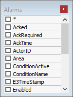 Alarms table