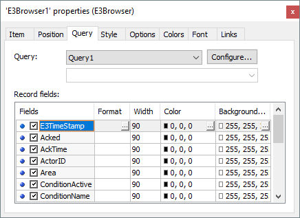 Query configuration