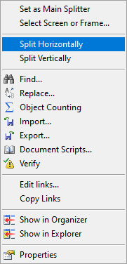 Split Horizontally option