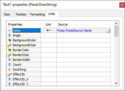 Value property of the Text object