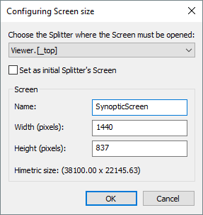 Configuring Screen size window