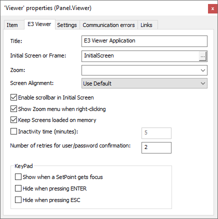 Viewer's Properties window