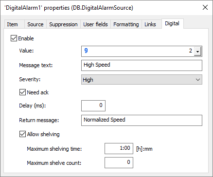 Configuration of the Digital Alarm