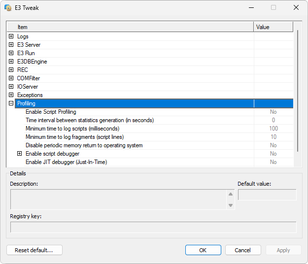 Profiling configuration