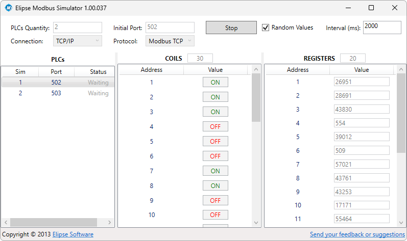 Elipse Modbus Simulator