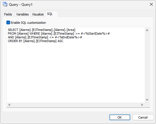 Enable SQL customization option