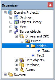 Folder1 is the parent object of Tag1 Folder1 is the parent object of Tag1