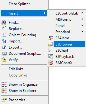 Inserting an E3Browser Inserting an E3Browser
