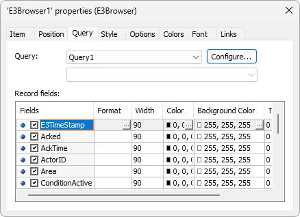 Query configuration Query configuration