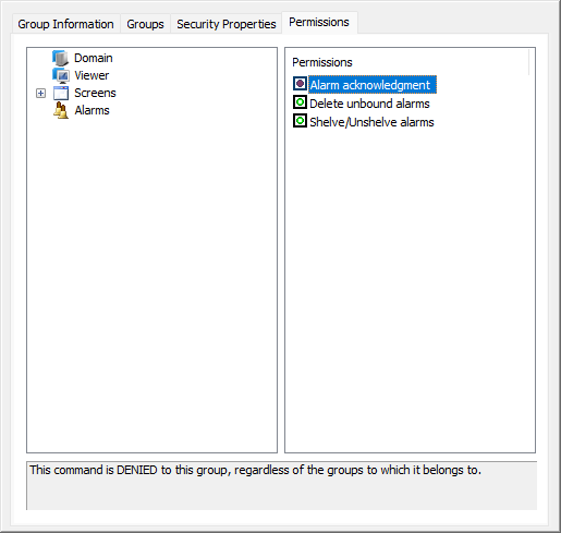 Permissions tab Permissions tab