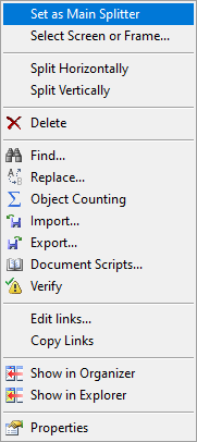 Set as Main Splitter Set as Main Splitter