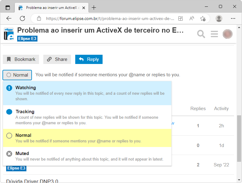Forum's notification options Forum's notification options