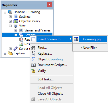 Insert Screen in option Insert Screen in option