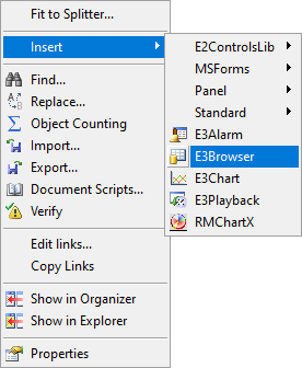 Inserting an E3Browser