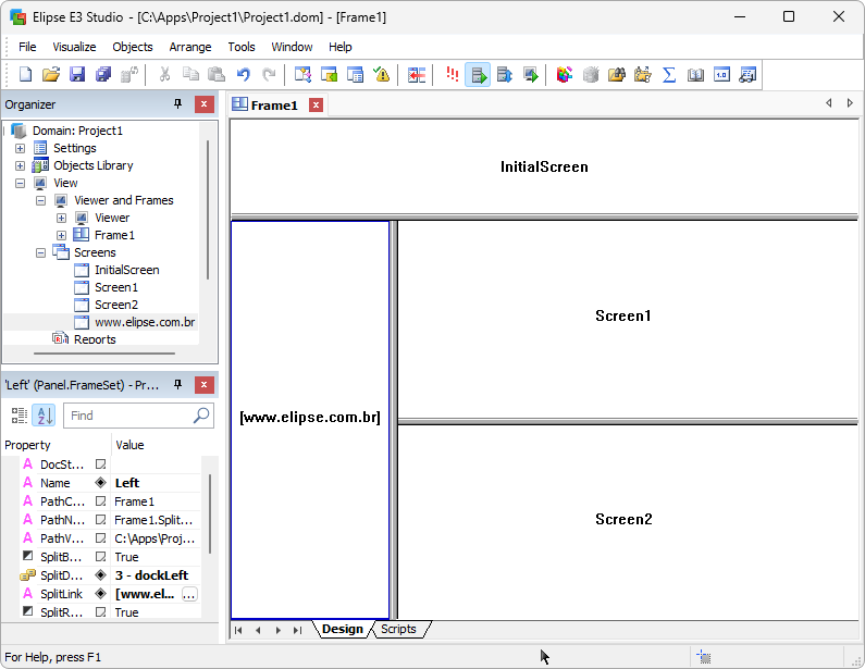 Frames splitted horizontally and vertically