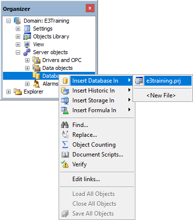 Option to add a Database to a project