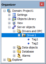 Driver1 is the parent object of Tag1 and Tag2 Driver1 is the parent object of Tag1 and Tag2