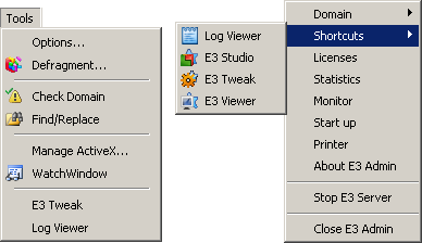 Shortcuts on Elipse E3 Studio and on E3 Admin Shortcuts on Elipse E3 Studio and on E3 Admin