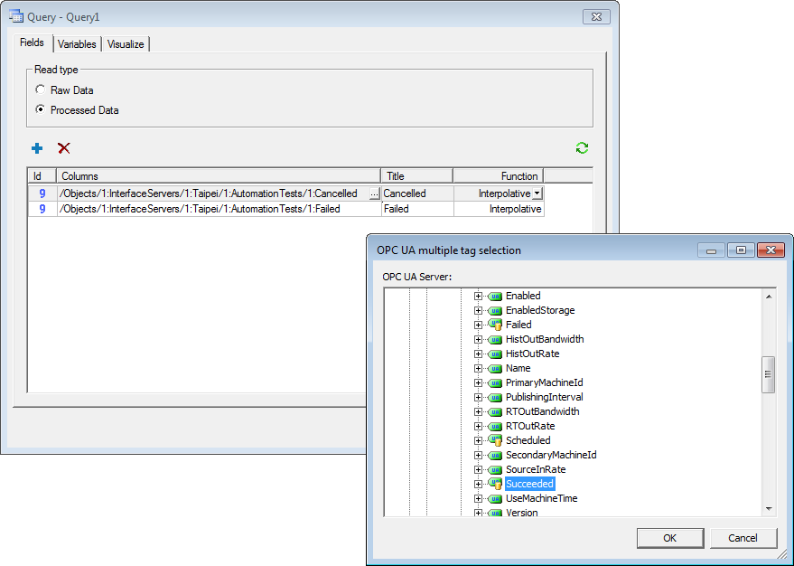 Query using an OPC UA Driver Query using an OPC UA Driver