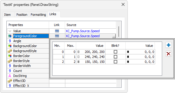 Table Link in the ForegroundColor property