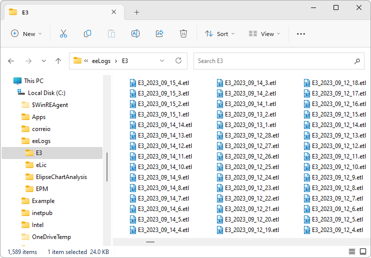 Elipse E3 logs folder Elipse E3 logs folder