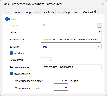 Dead-band Alarm Dead-band Alarm