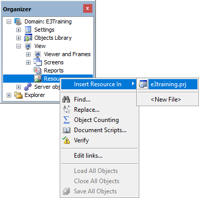 Inserting a Resource