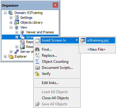 Inserting a Screen Inserting a Screen