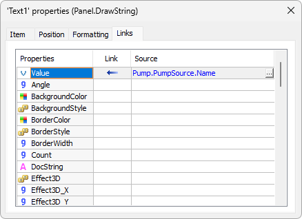 Value property of the Text object