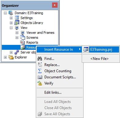 Insert Resource in option Insert Resource in option