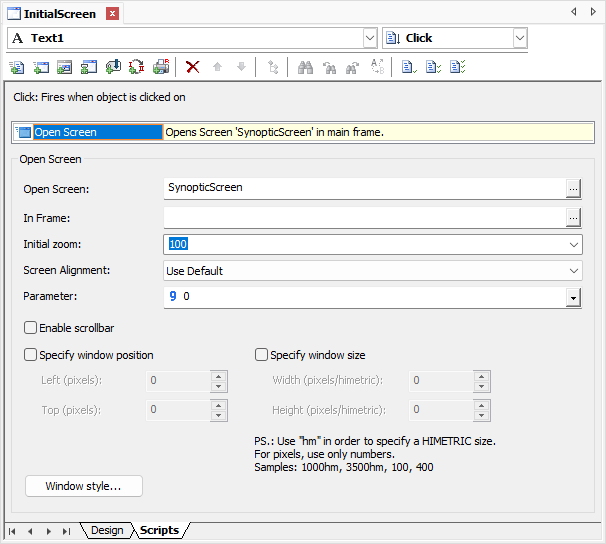 Open Screen option Open Screen option