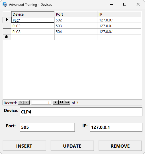 Screen to configure devices Screen to configure devices
