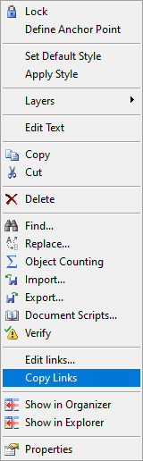 Copy Links option Copy Links option