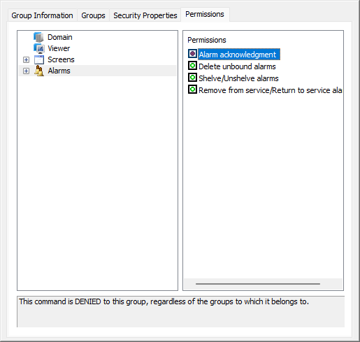 Permissions tab