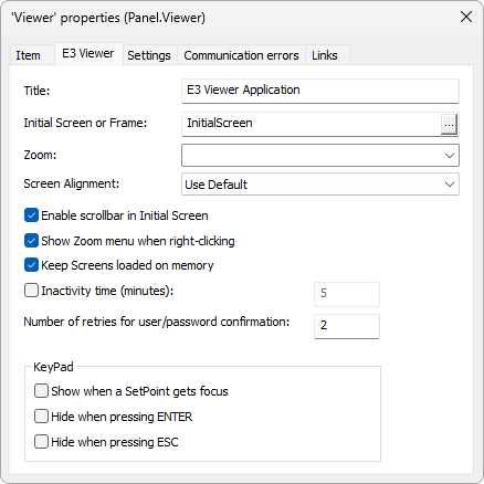 Viewer's Properties window Viewer's Properties window