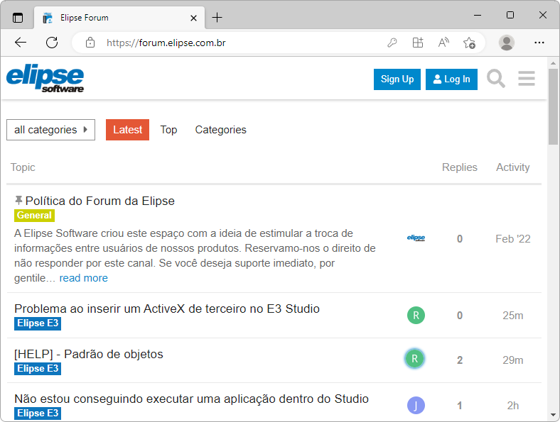 Initial page of Elipse Software's Forum Initial page of Elipse Software's Forum