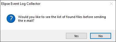 Message asking to display a list of collected files