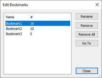 Edit Bookmarks window